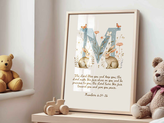 Letter M - The Blessing for Kids - Numbers 6:24-26 Art Print