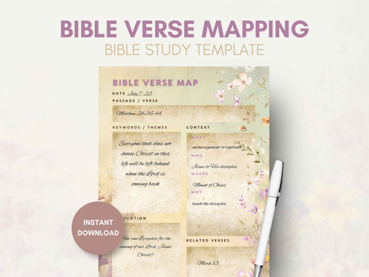Floral Bible Study Verse Mapping Template