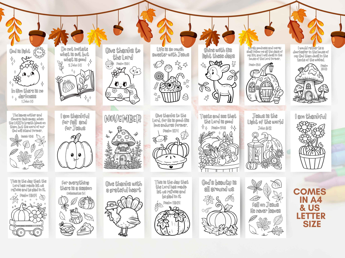 20 Thanksgiving Fall Coloring Pages