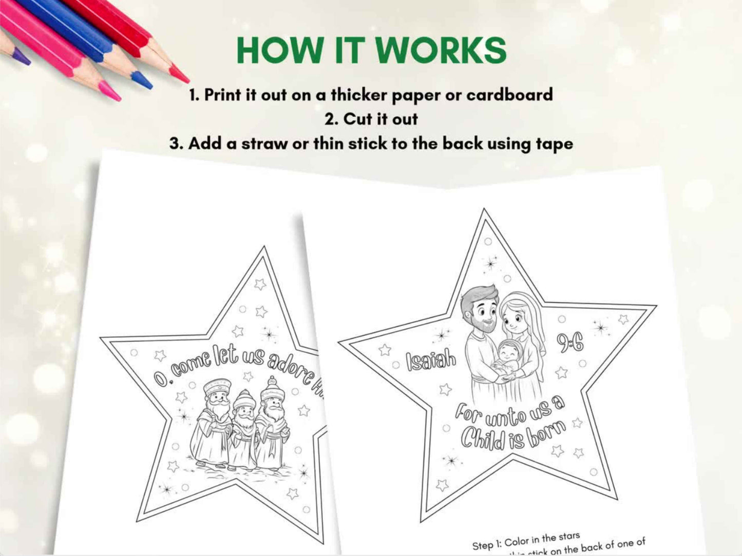 Nativity Coloring Star Craft for Christmas