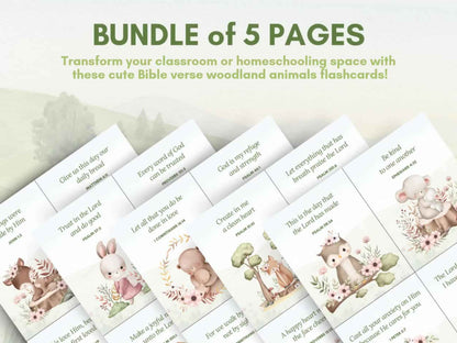 20 Bible Verse Flashcards - Woodland Animals