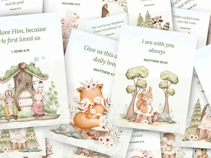 20 Bible Verse Flashcards - Woodland Animals