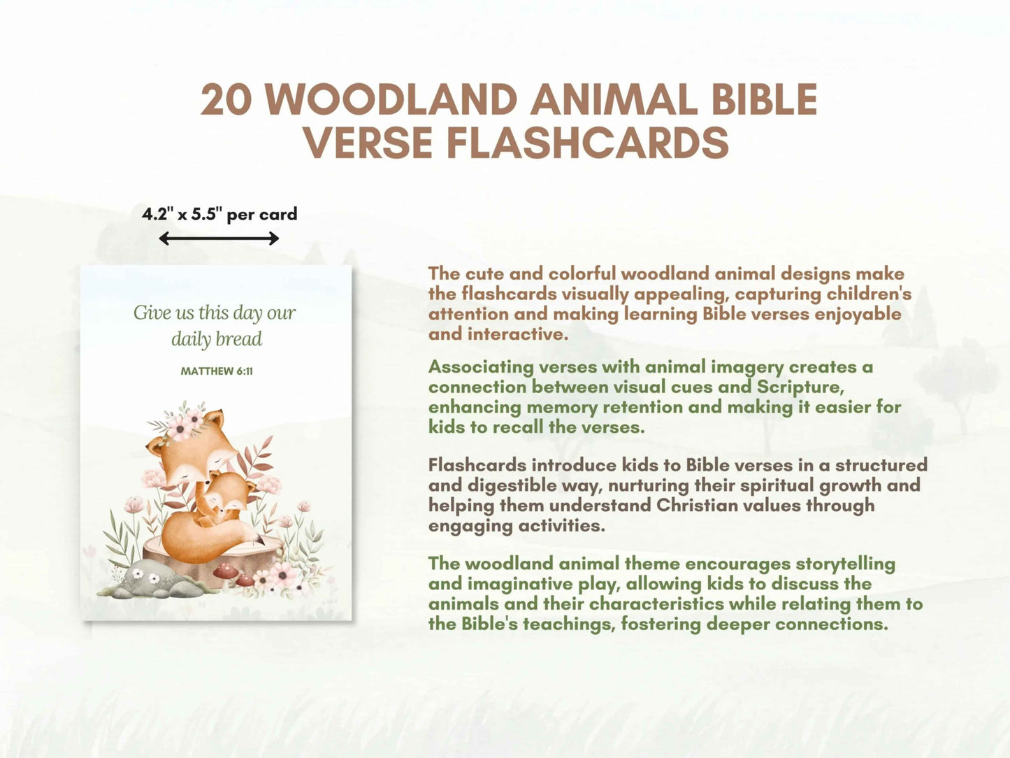 20 Bible Verse Flashcards - Woodland Animals
