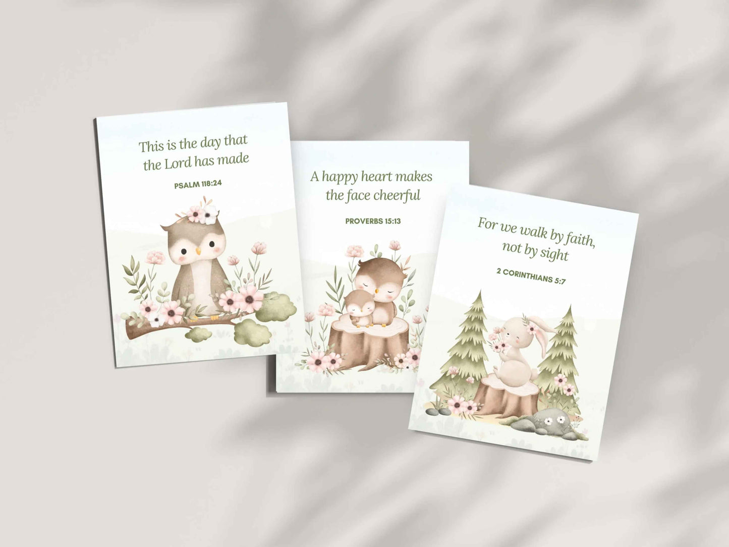 20 Bible Verse Flashcards - Woodland Animals