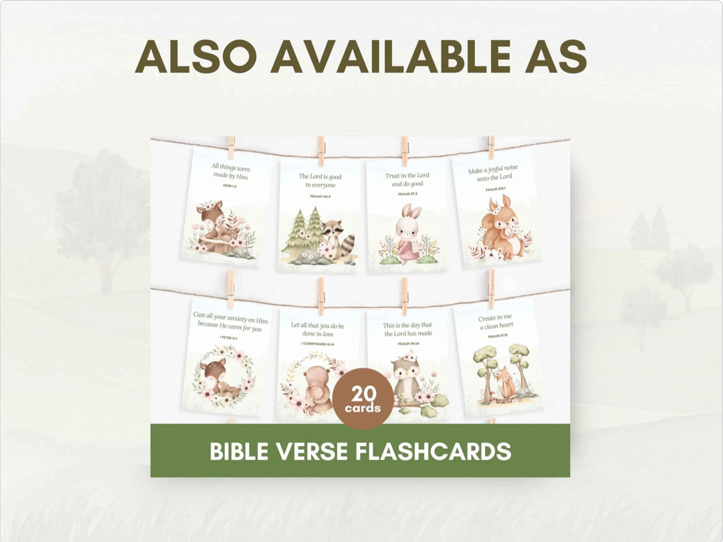 20 Bible Verse Flashcards - Cute Animals