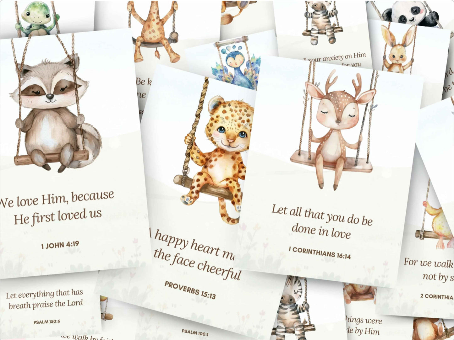 20 Bible Verse Flashcards - Cute Animals