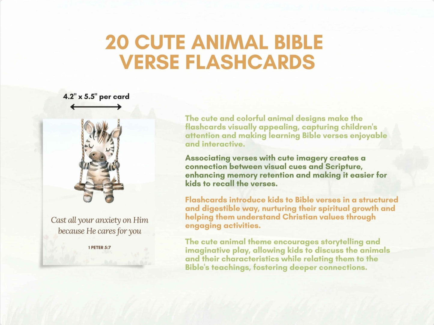 20 Bible Verse Flashcards - Cute Animals