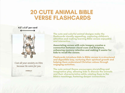 20 Bible Verse Flashcards - Cute Animals