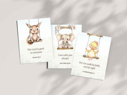 20 Bible Verse Flashcards - Cute Animals