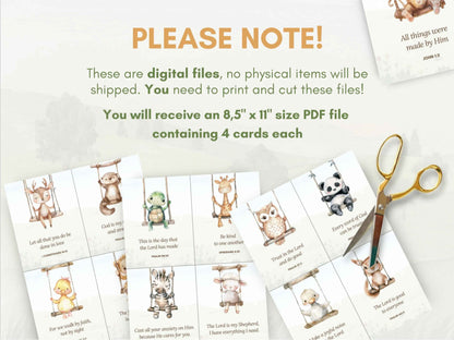 20 Bible Verse Flashcards - Cute Animals