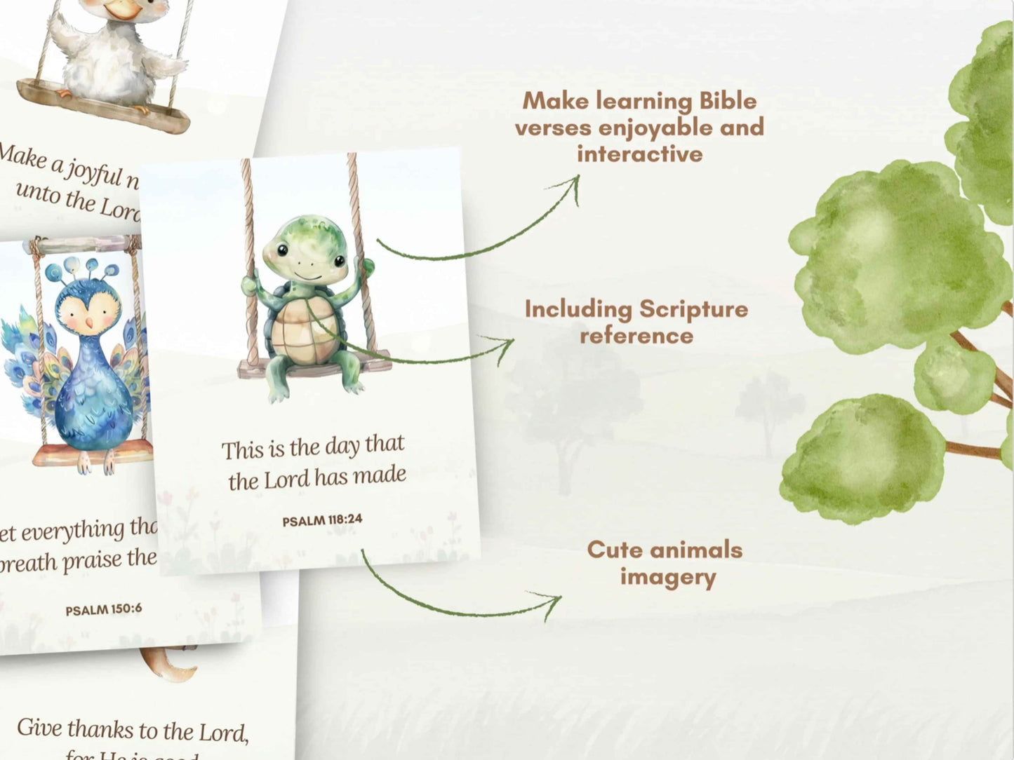 20 Bible Verse Flashcards - Cute Animals