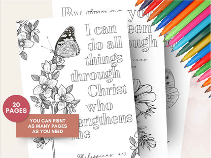 20 Floral Bible Verse Coloring Pages