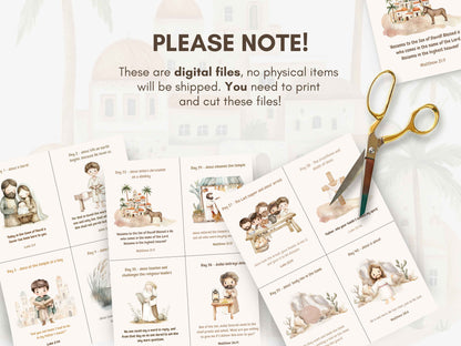 40 Days Lent Calendar for Kids | Bible Verse Easter Countdown Cards