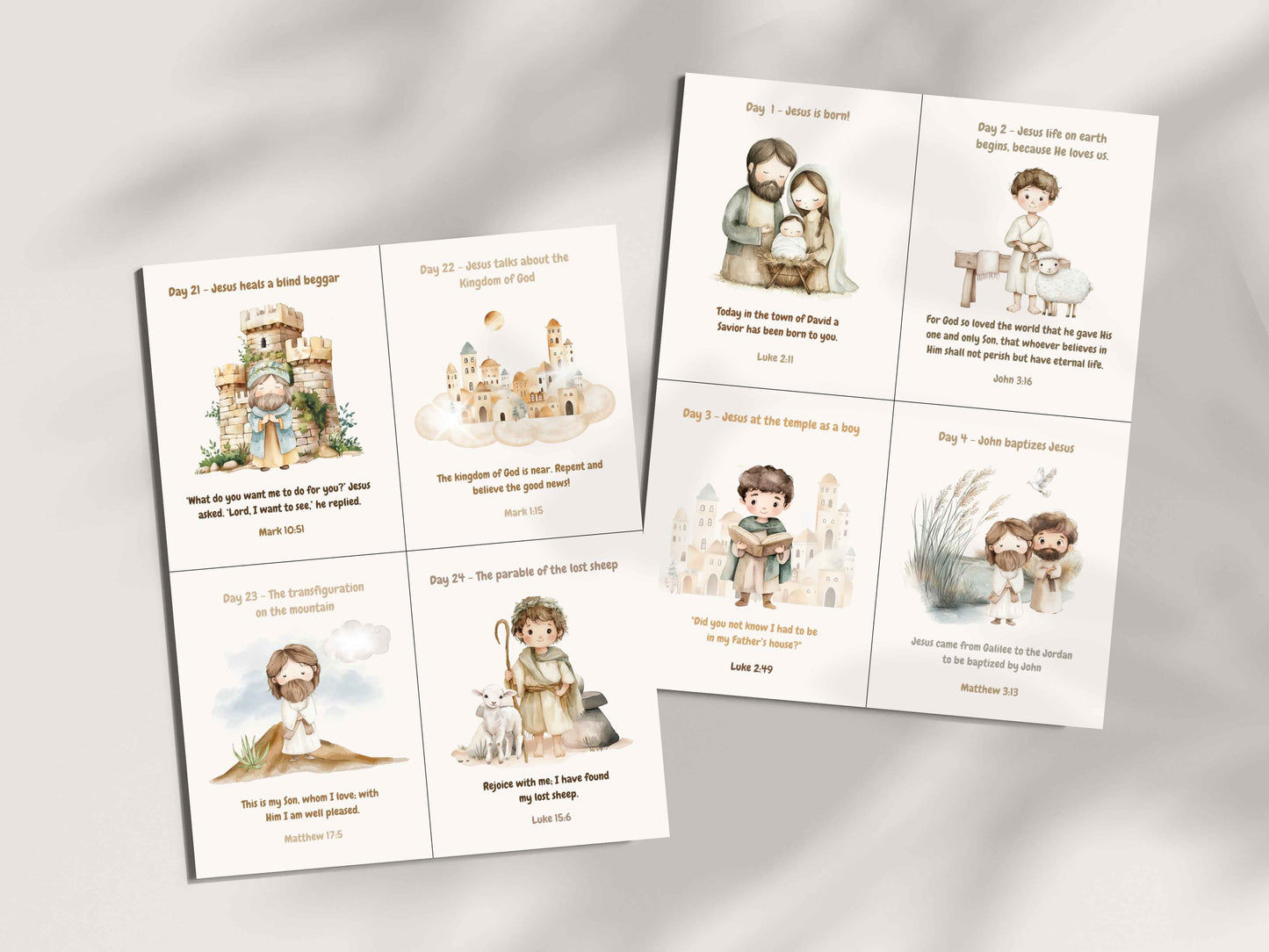 40 Days Lent Calendar for Kids | Bible Verse Easter Countdown Cards