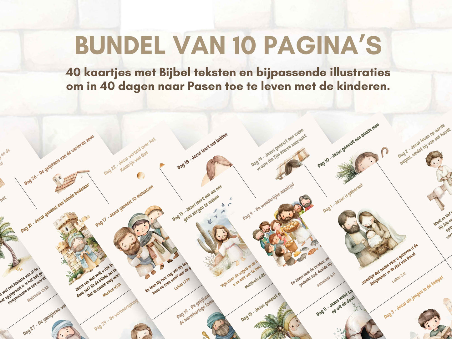 40 Dagen Tijd Kalender Voor Kinderen | Aftellen Naar Pasen Bijbel Vers Kaarten
