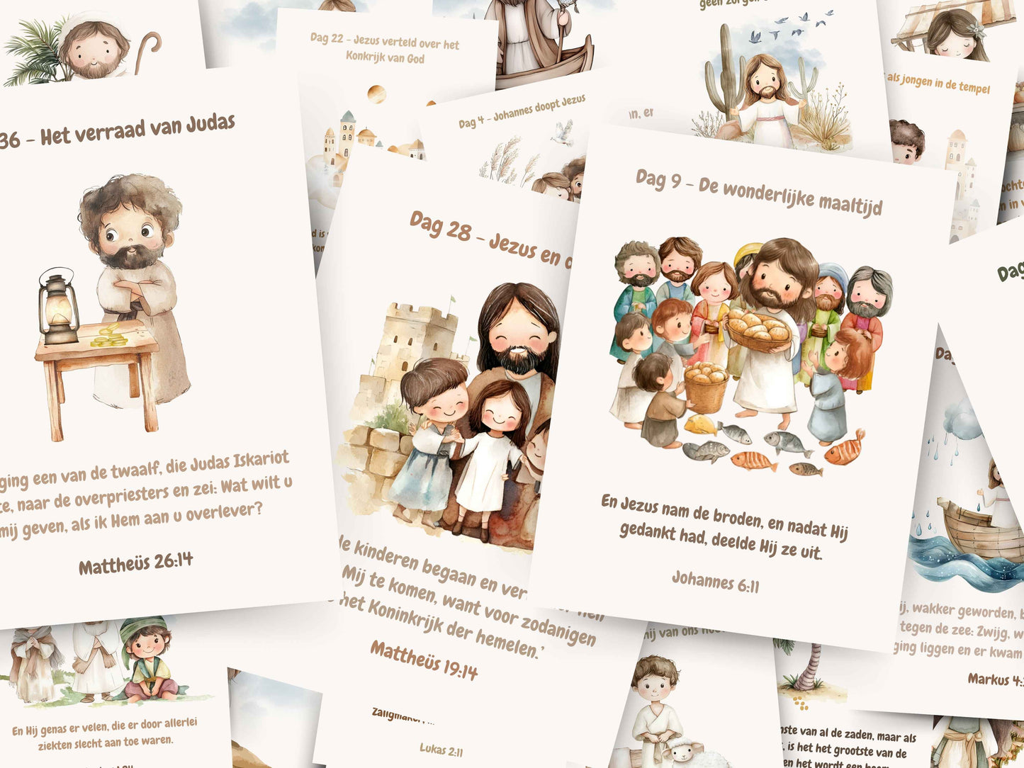 40 Dagen Tijd Kalender Voor Kinderen | Aftellen Naar Pasen Bijbel Vers Kaarten