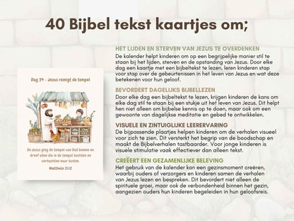 40 Dagen Tijd Kalender Voor Kinderen | Aftellen Naar Pasen Bijbel Vers Kaarten