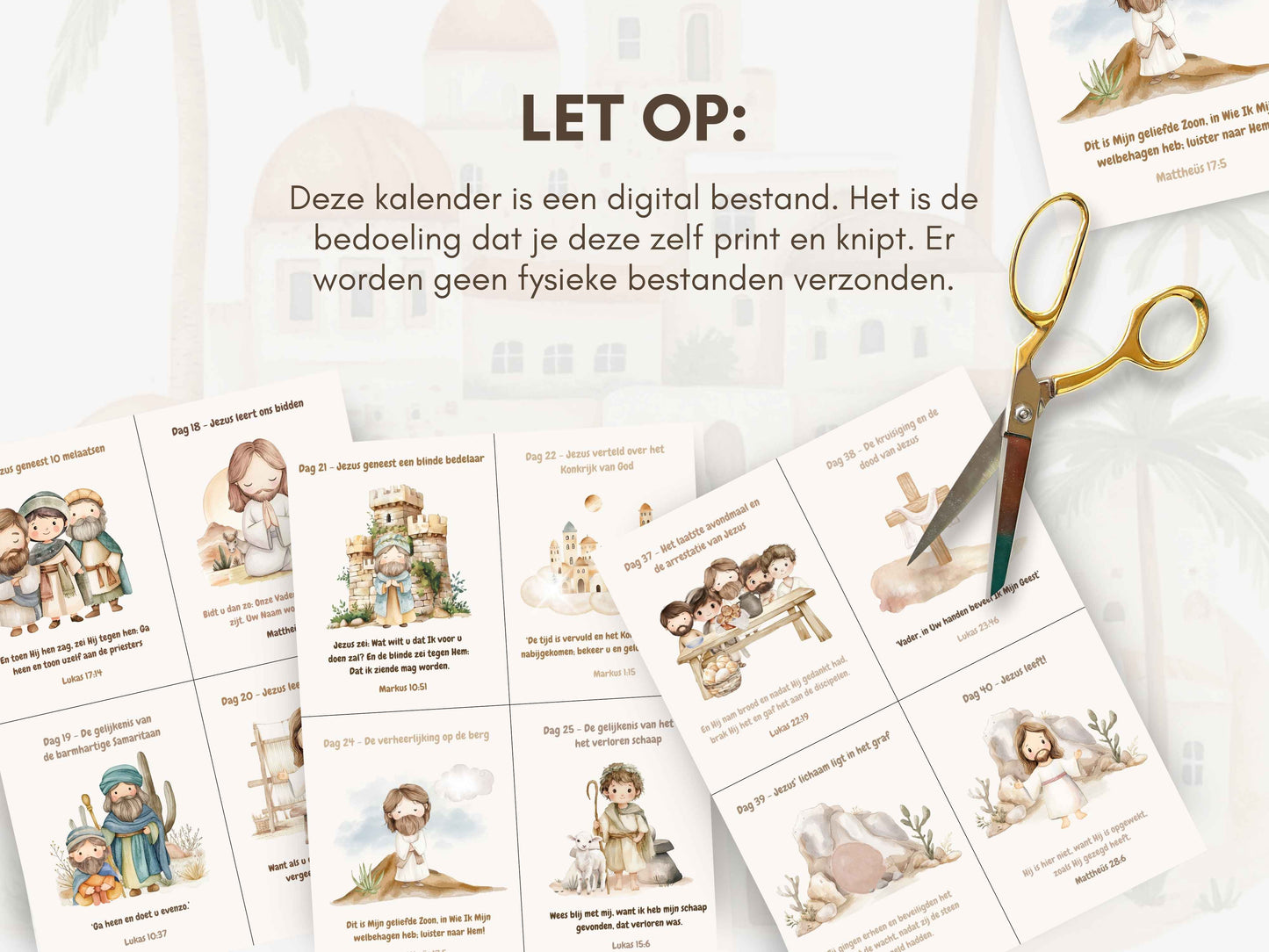 40 Dagen Tijd Kalender Voor Kinderen | Aftellen Naar Pasen Bijbel Vers Kaarten