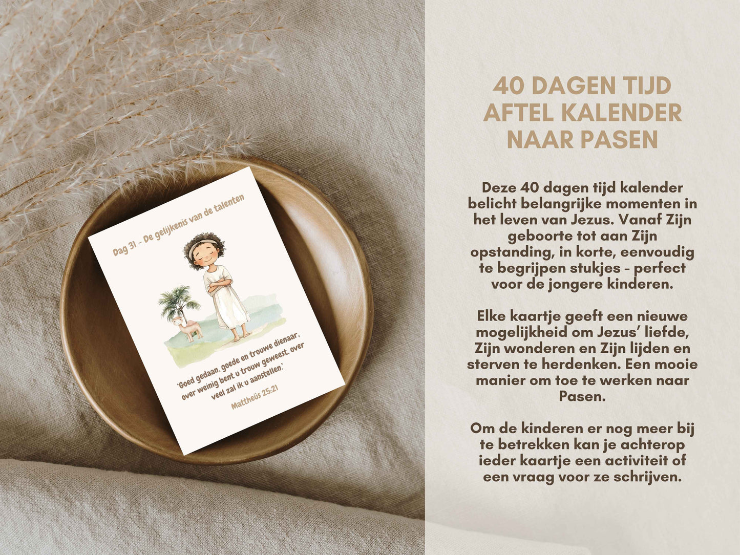40 Dagen Tijd Kalender Voor Kinderen | Aftellen Naar Pasen Bijbel Vers Kaarten