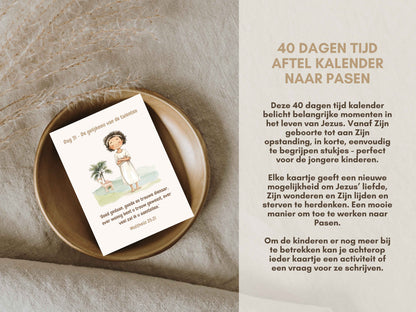 40 Dagen Tijd Kalender Voor Kinderen | Aftellen Naar Pasen Bijbel Vers Kaarten