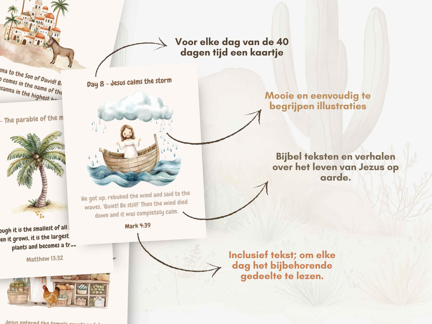 40 Dagen Tijd Kalender Voor Kinderen | Aftellen Naar Pasen Bijbel Vers Kaarten
