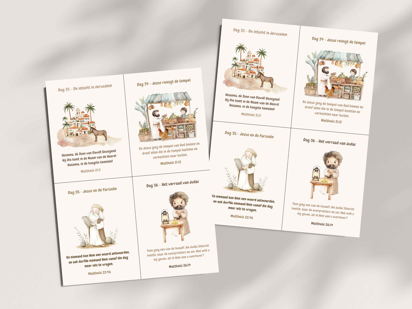40 Dagen Tijd Kalender Voor Kinderen | Aftellen Naar Pasen Bijbel Vers Kaarten