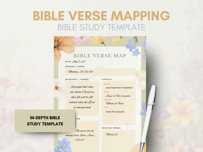 Floral Bible Study Verse Mapping Template