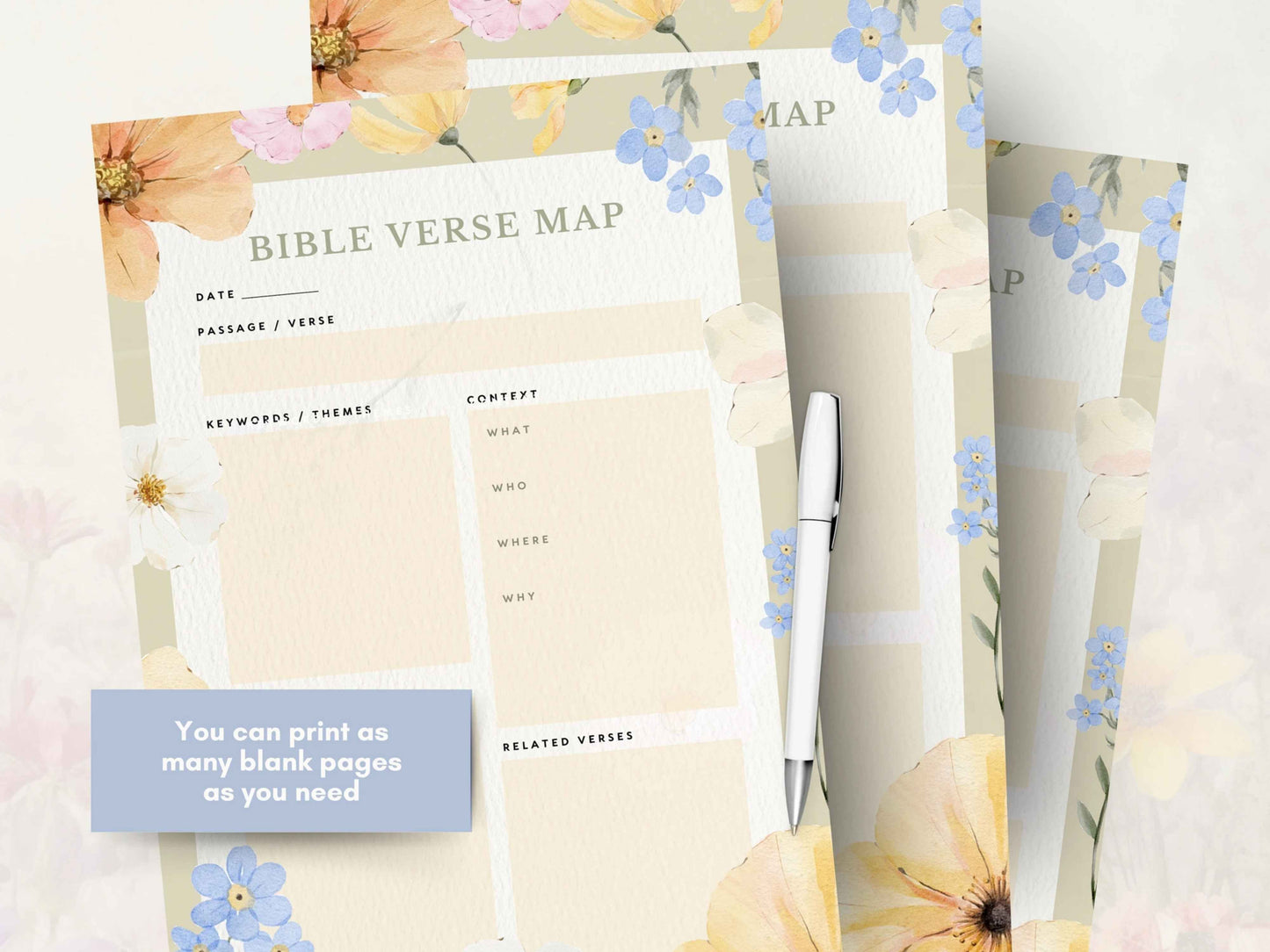 Floral Bible Study Verse Mapping Template