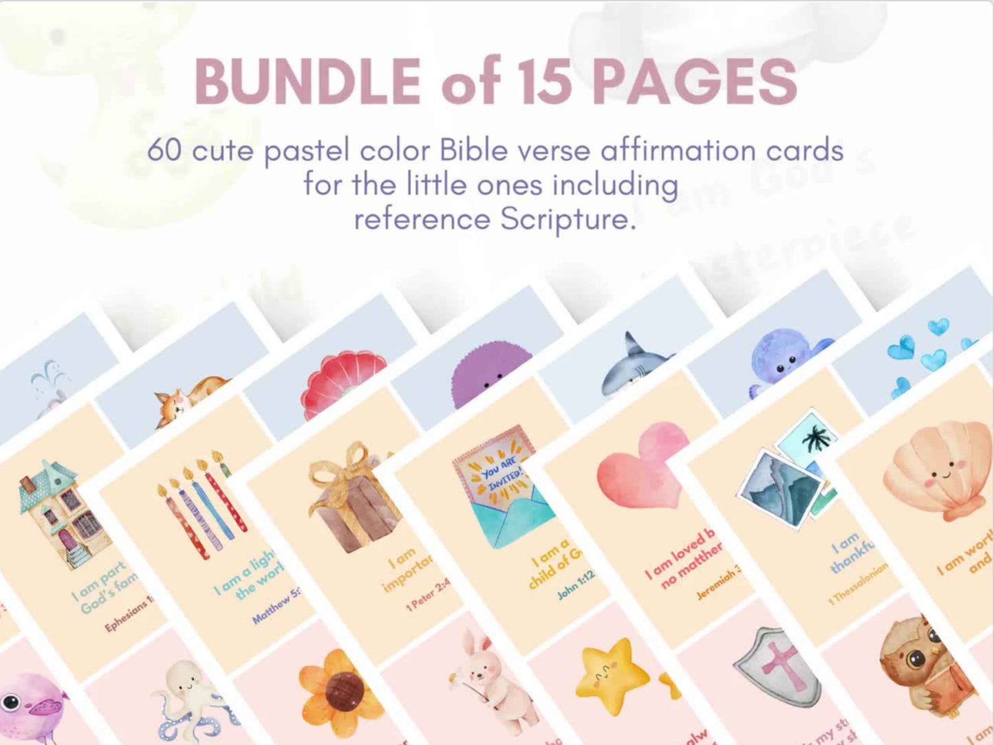 60 Positive Christian Affirmation Cards for Kids