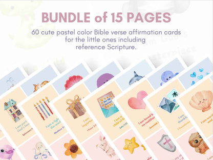 60 Positive Christian Affirmation Cards for Kids
