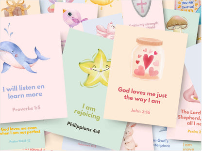 60 Positive Christian Affirmation Cards for Kids