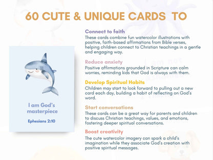 60 Positive Christian Affirmation Cards for Kids