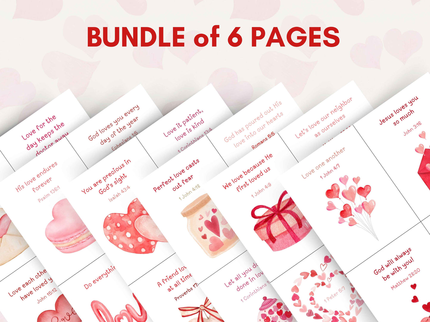 Christian Bible Verse Valentine Cards Set
