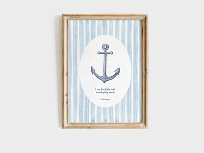 Coastal Scripture Gallery Wall - Set of 5 Nursery Prints