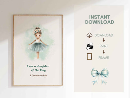 Christian Kids Printable Wall Art - I am a Daughter of the King