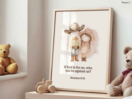 Christian Kids Printable Wall Art - If God is For us - Romans 8:31