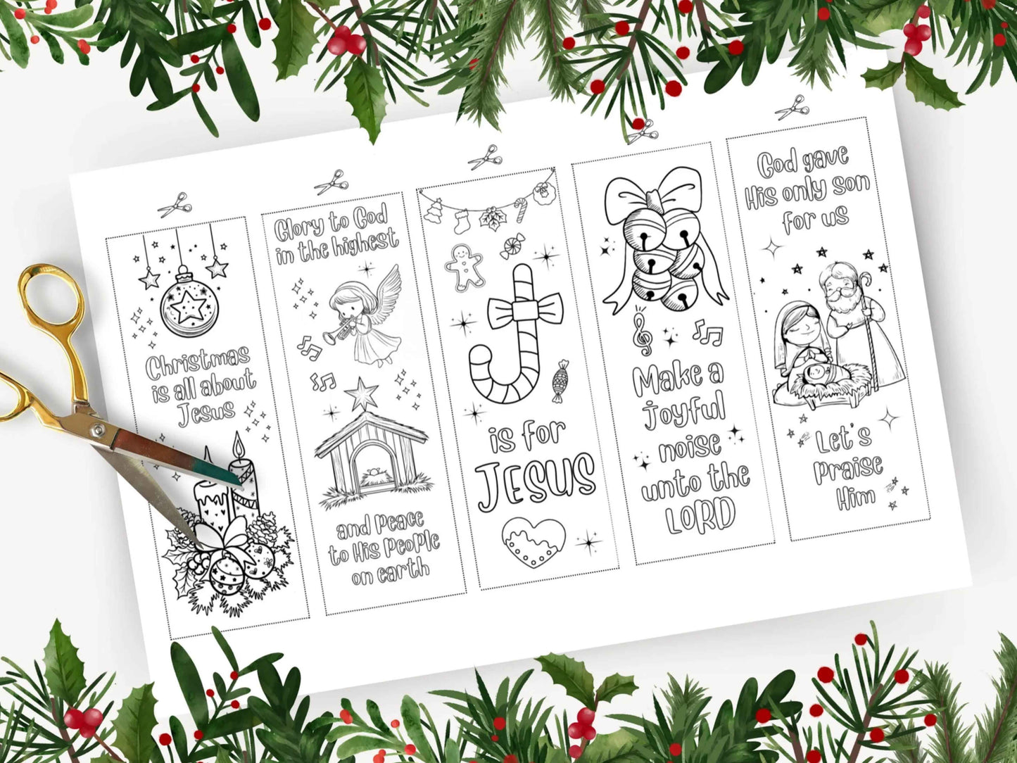 Nativity Printable Coloring Bookmarks for Christmas