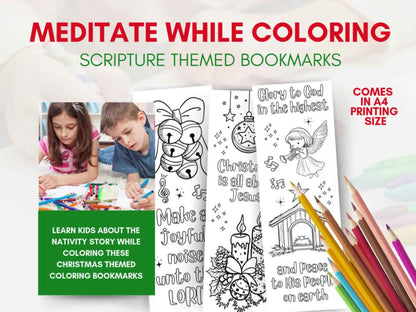 Nativity Printable Coloring Bookmarks for Christmas