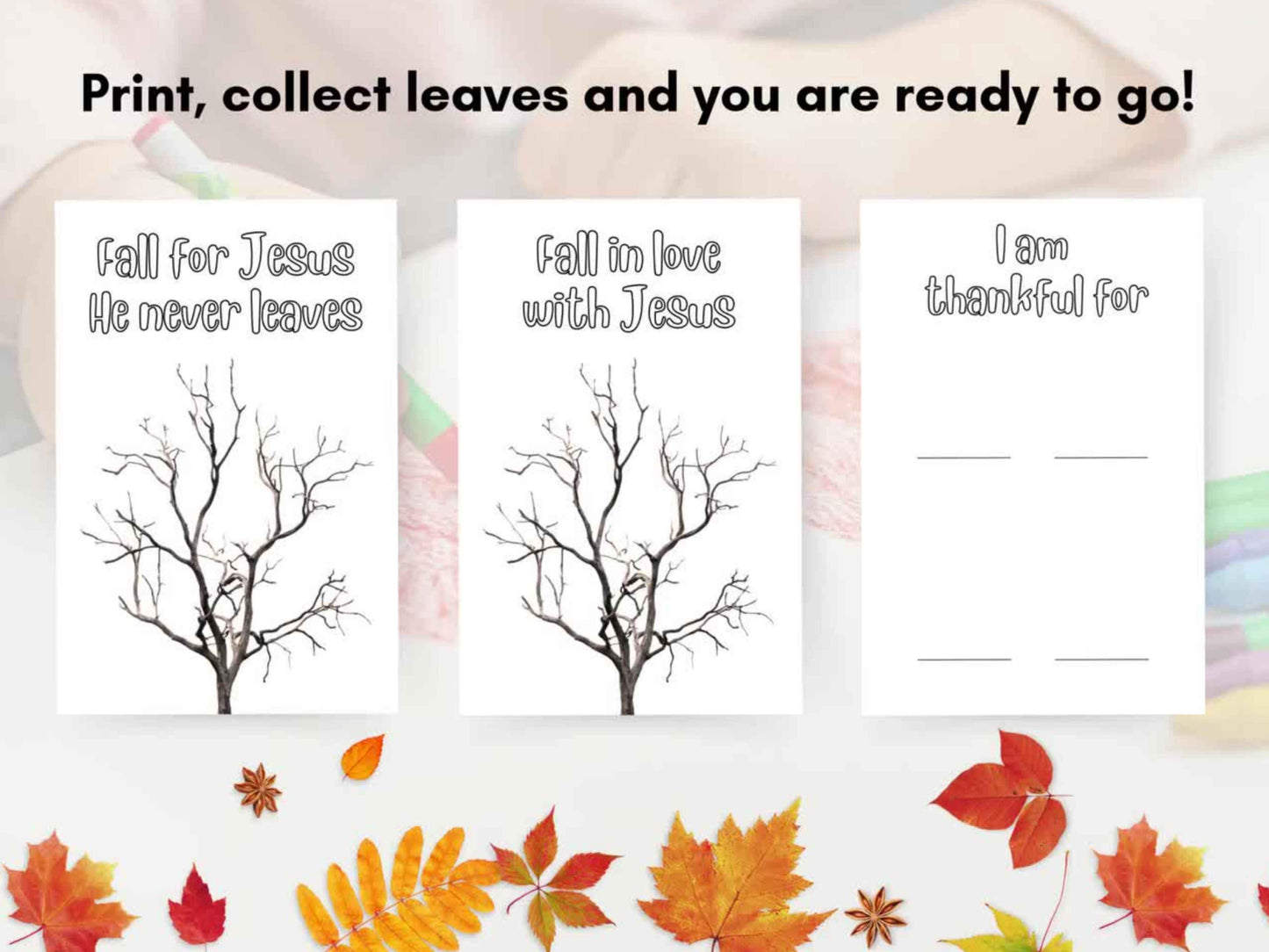 Fall for Jesus He Never Leaves Craft and Coloring Pages