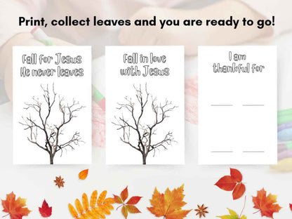 Fall for Jesus He Never Leaves Craft and Coloring Pages