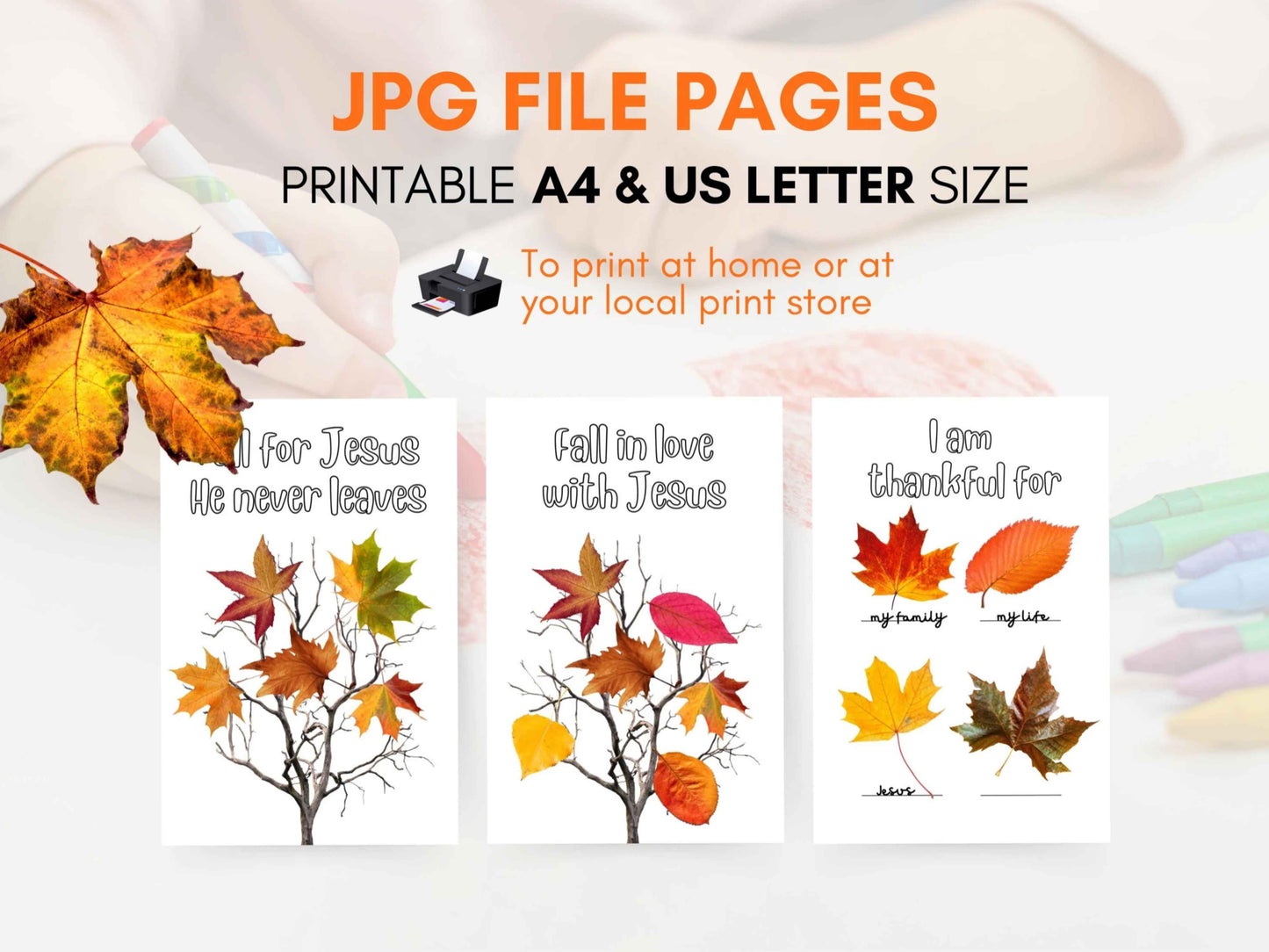 Fall for Jesus He Never Leaves Craft and Coloring Pages