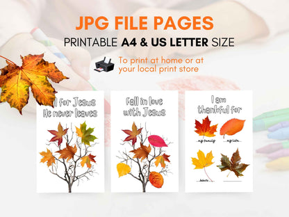 Fall for Jesus He Never Leaves Craft and Coloring Pages