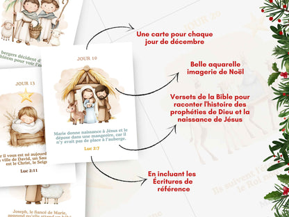 FRENCH Nativity Story Advent Calendar for Kids