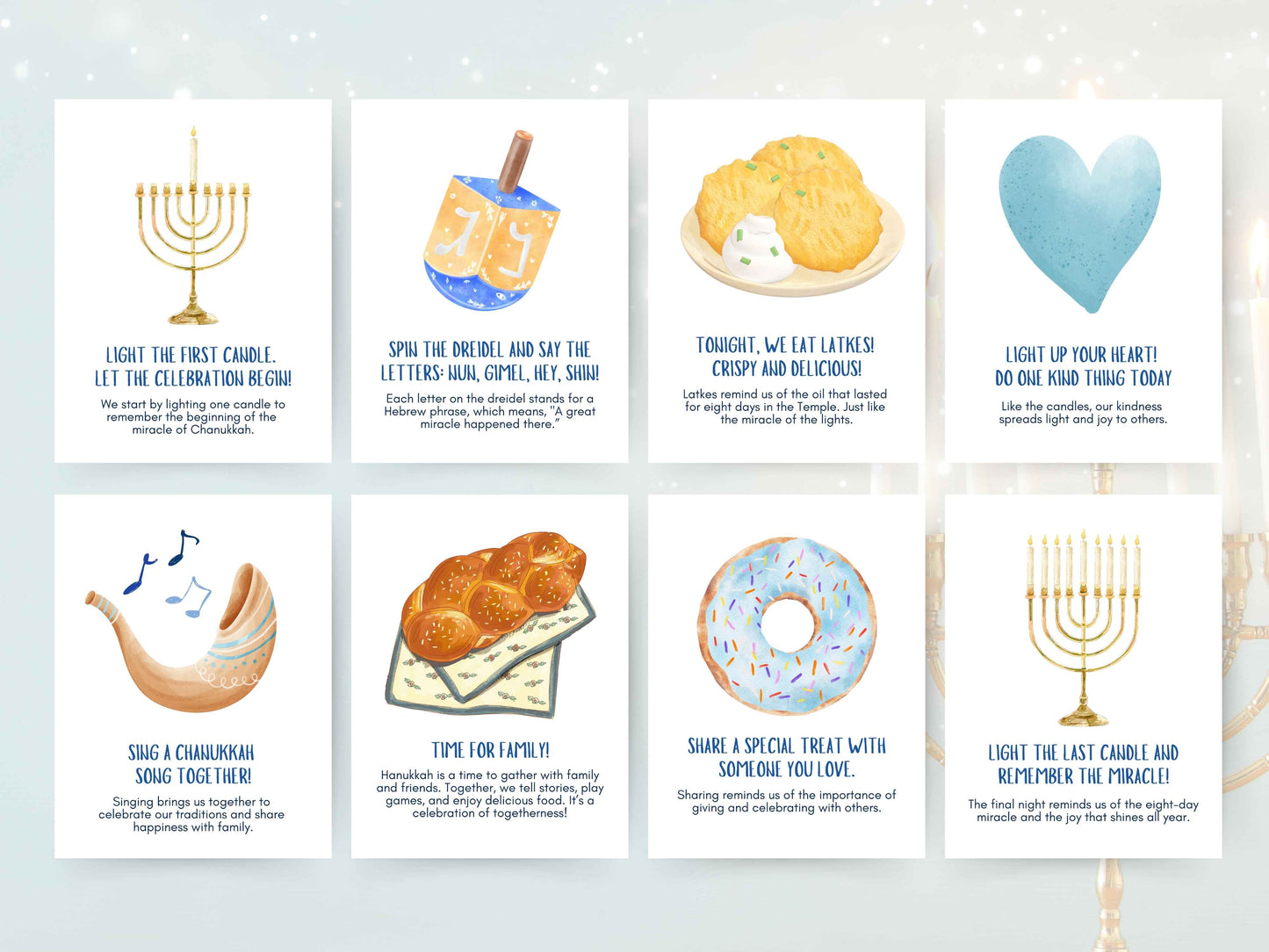 Hanukkah Kids Countdown Cards