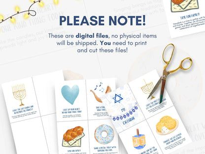 Hanukkah Kids Countdown Cards