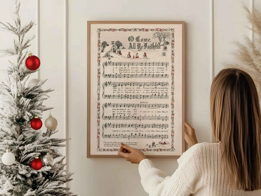 O Come All Ye Faithful - Vintage Music Sheet Poster