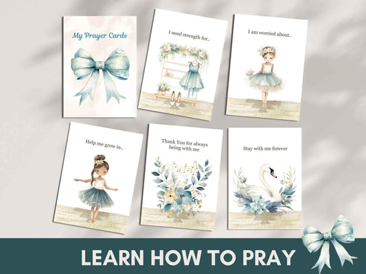 24 Learn How To Pray Cards for Kids - Cute Ballerina