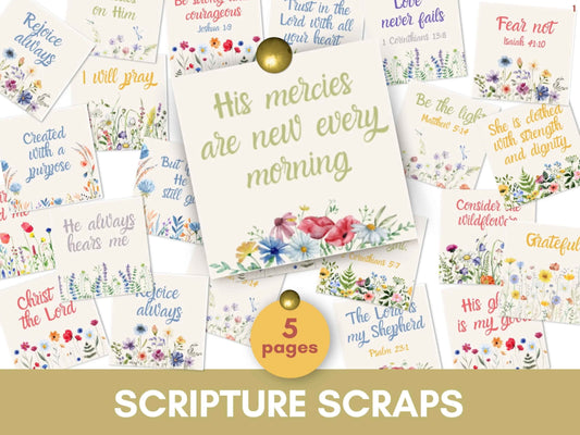 Printable Scripture Scraps - Prayer Board Bible Verse Cards