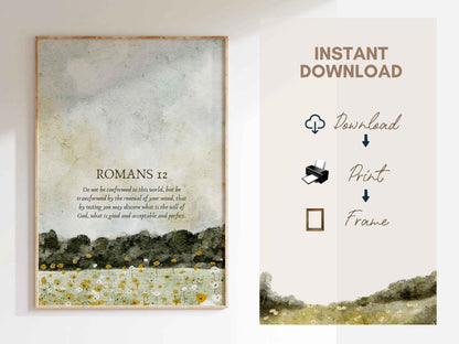 Romans 12 Printable Vintage Wall Art Print