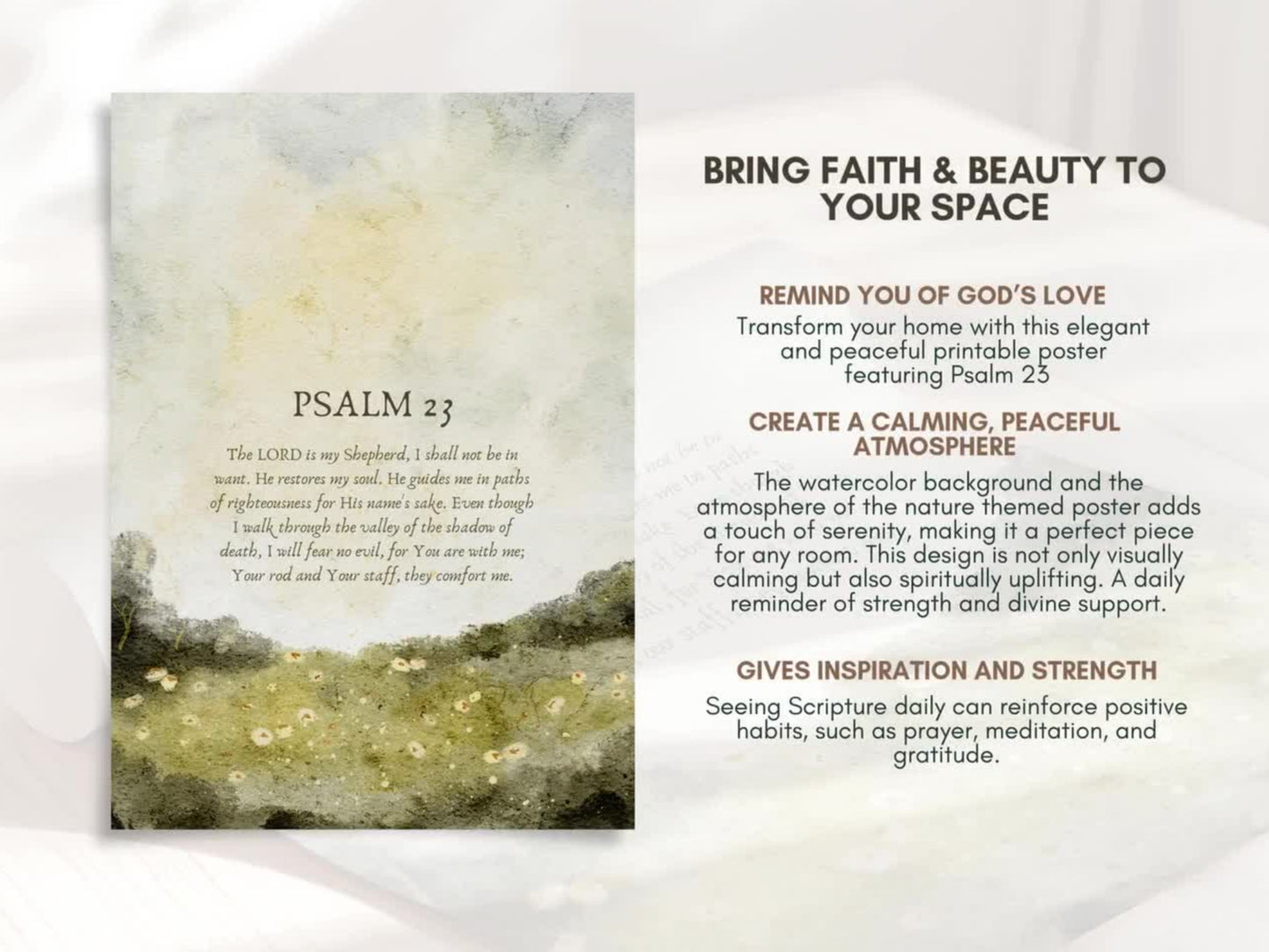 Psalm 23 - The Lord Is My Shepherd Vintage Printable Wall Art